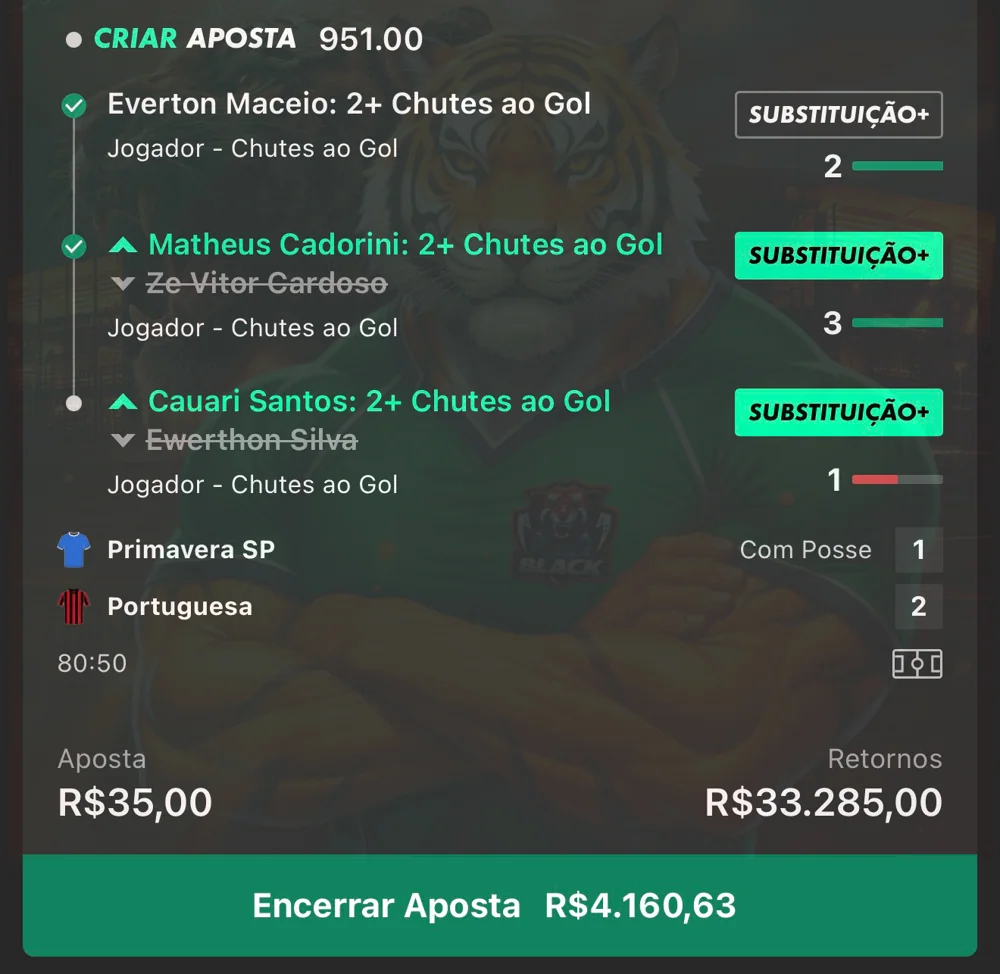 Print de green — aposta vencedora