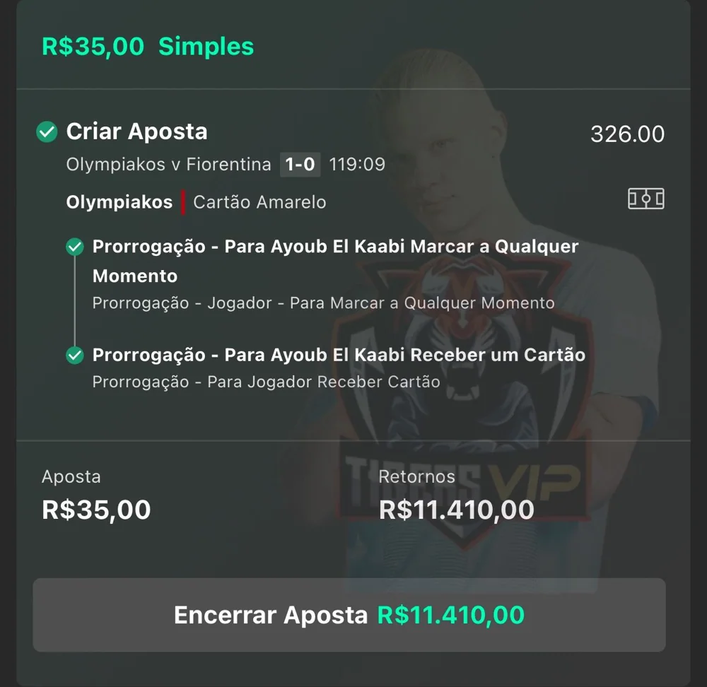 Print de green — aposta vencedora