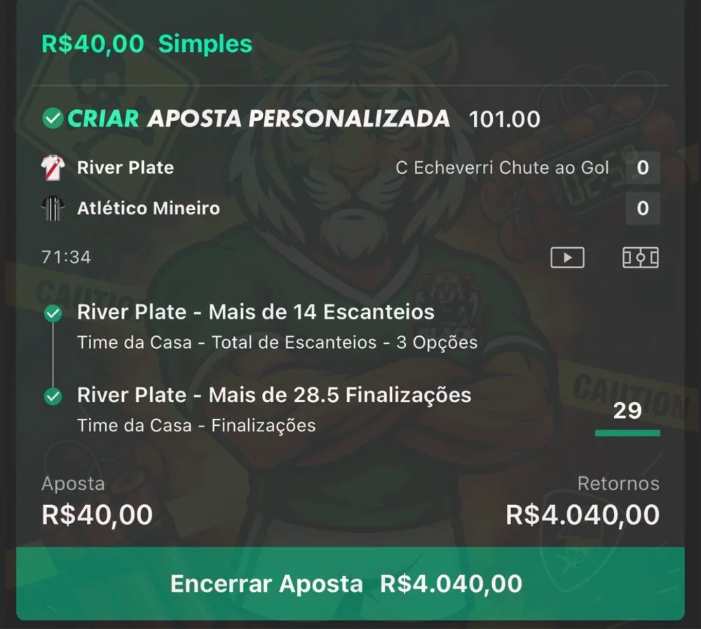 Print de green — aposta vencedora