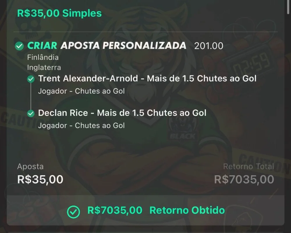 Print de green — aposta vencedora