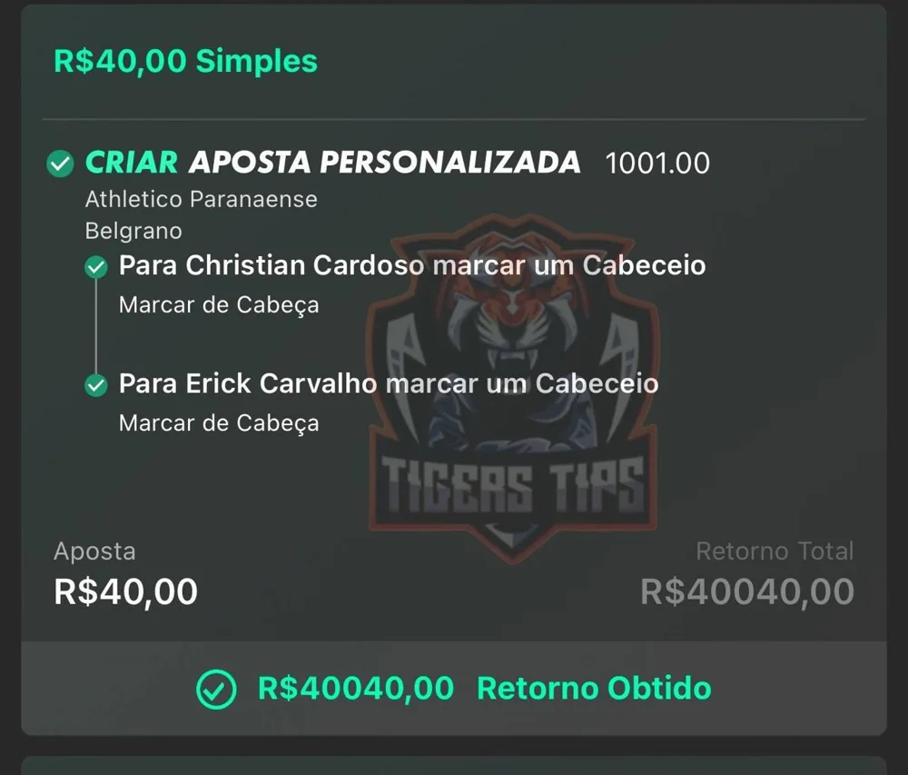 Print de green — aposta vencedora