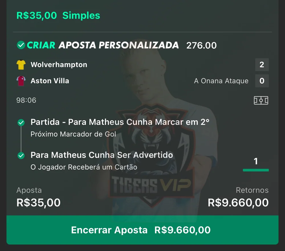 Print de green — aposta vencedora