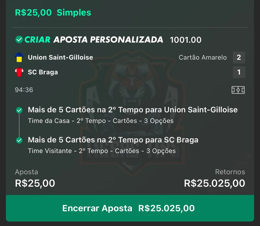 Print de green — aposta vencedora