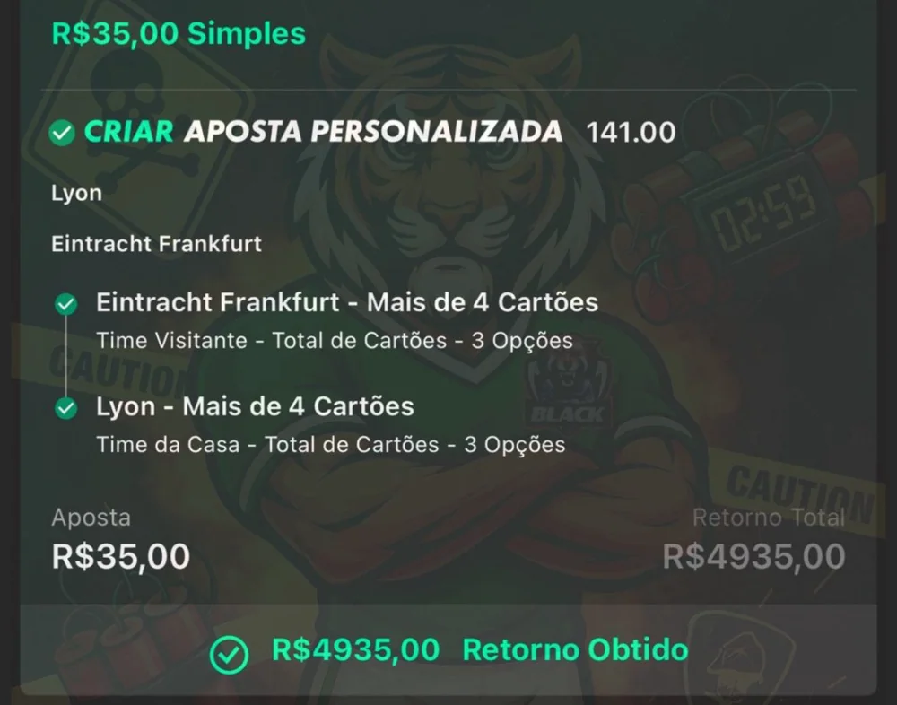 Print de green — aposta vencedora